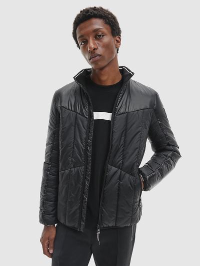 Calvin Klein Ruhák HU485133 | Calvin Klein Material Mix Quilted Férfi Dzseki Fekete